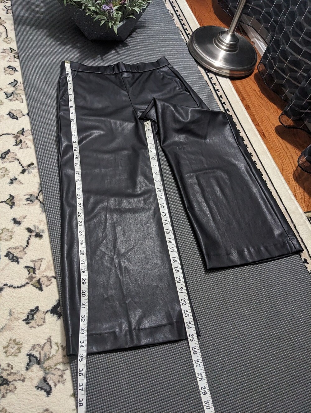 RAFFAELLO ROSSI Black Faux Leather Pants - Picture 12 of 13